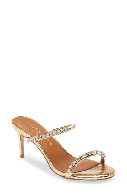 Kurt Geiger Priya Slide Sandal In Gold Leather