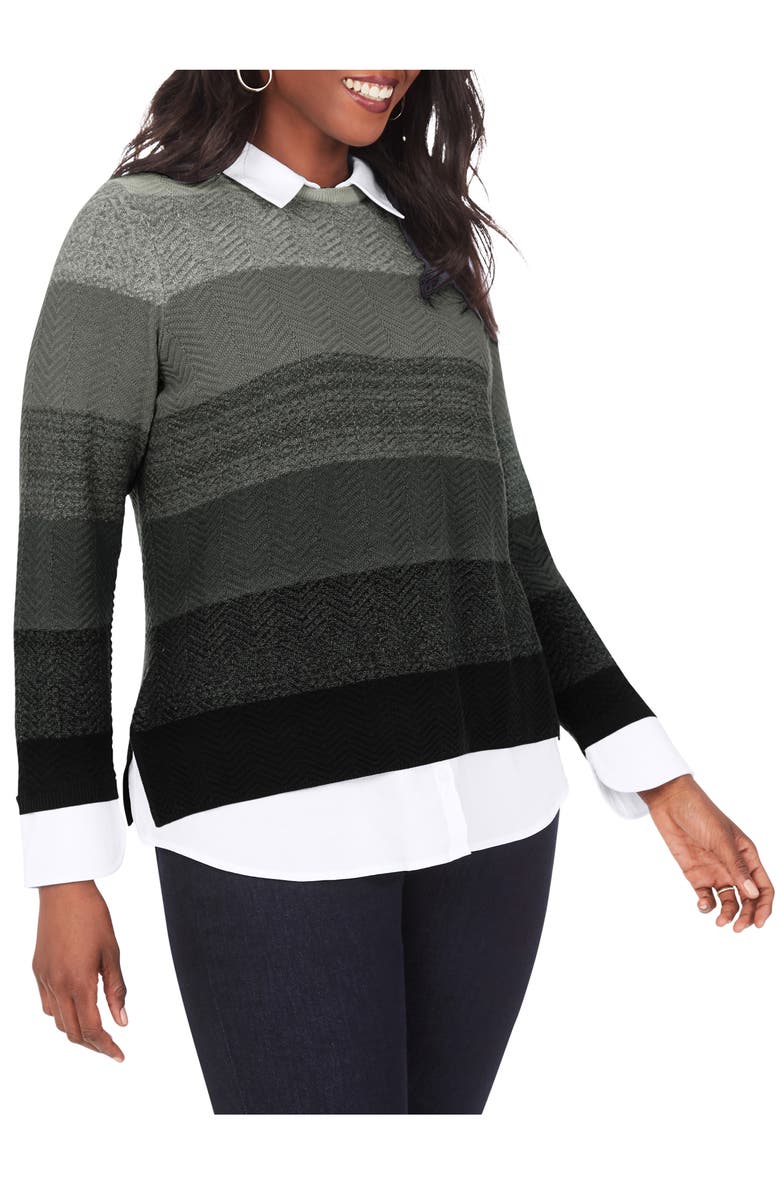 FOXCROFT Sanders Layered Sweater, Main, color, CHARCOAL
