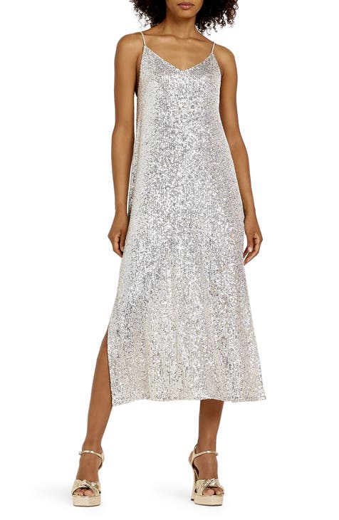 kapok Basic theory Defile silver sequin dress | Nordstrom