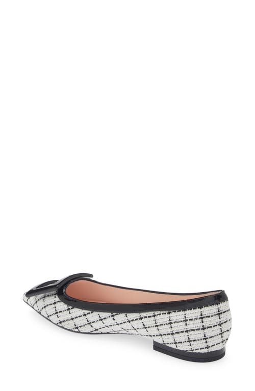 Shop Roger Vivier Gommettine Tweed Pointed Toe Flat In Bianco/nero