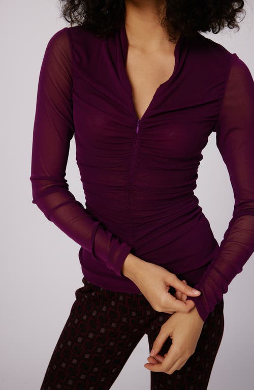 Shop Dvf Diane Von Furstenberg Julie Long Sleeve Top In Velvet Plum