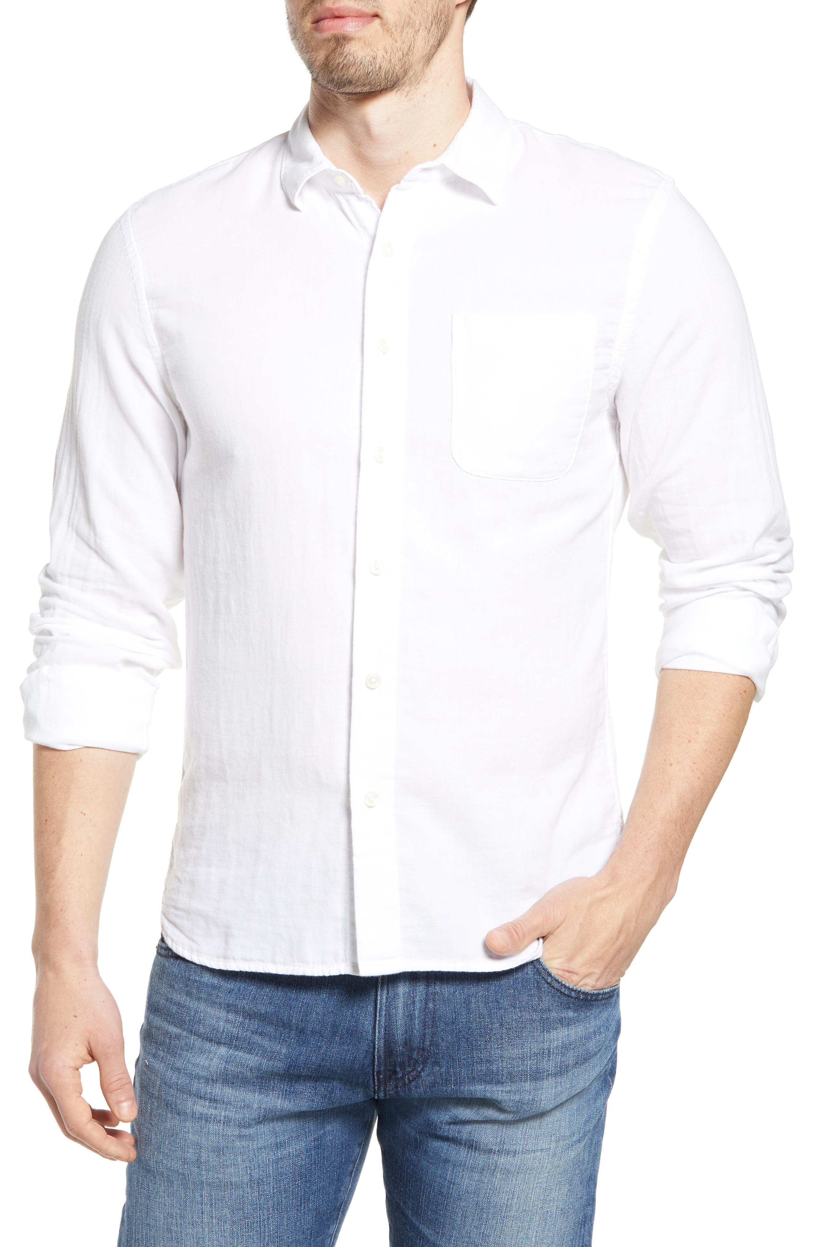 mens gauze button down shirt