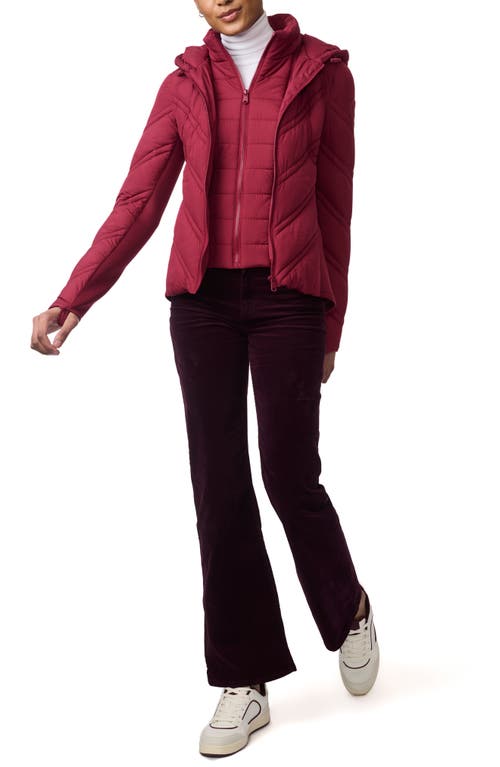 Shop Bernardo Hooded Puffer Jacket With Bib In Red Chinos