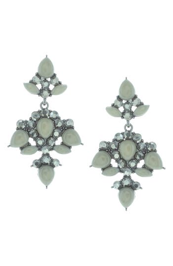 Olivia Welles Faux Pearl Cluster Drop Earrings In Green
