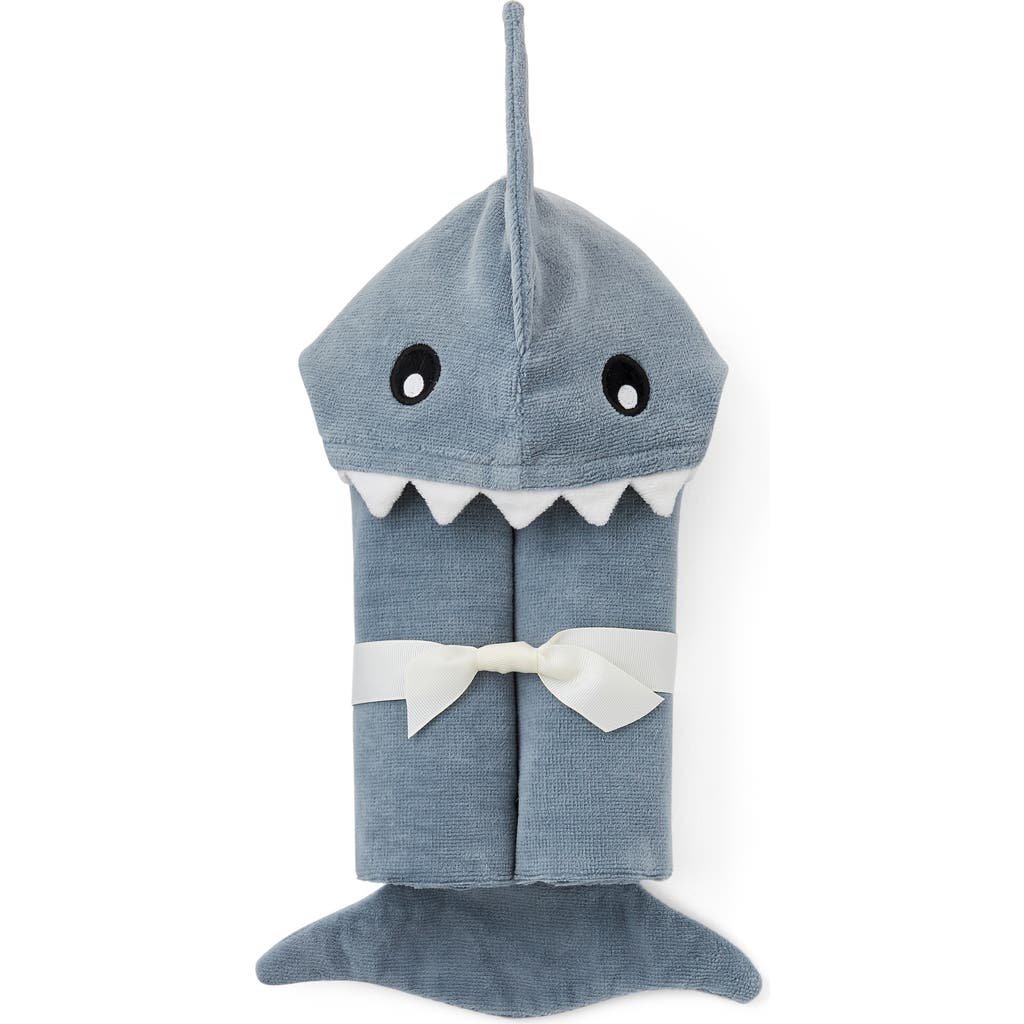 Elegant Baby Terry Velour Hooded Shark Towel In Slate Gray