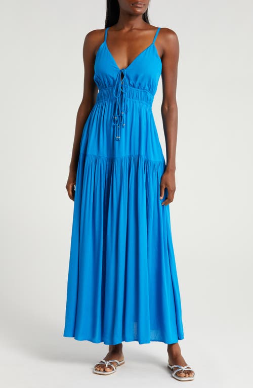 Tie Front Cover-Up Maxi Dress in Blue Bright
