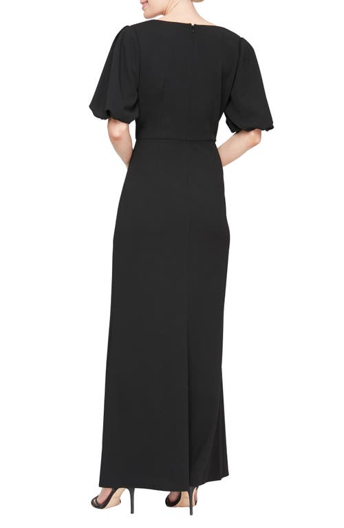 Alex Evenings Square Neck Column Gown In Black