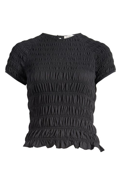 Nation Ltd Sissi Smocked Top In Jet Black