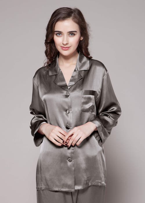 Shop Lilysilk Full Length Silk Pajamas Set In Dark Gray