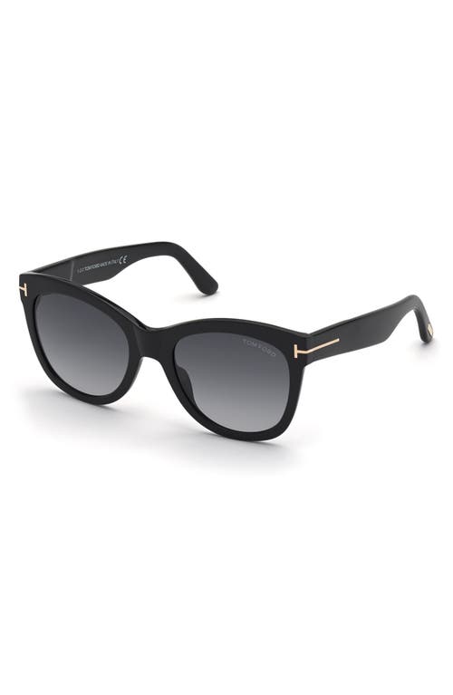 Shop Tom Ford Wallace 54mm Gradient Cat Eye Sunglasses In Shiny Black/gradient Smoke