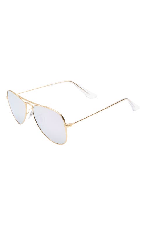 Shop Ray Ban Ray-ban Junior 50mm Mirrored Aviator Sunglasses In Gold/lilac Mirror