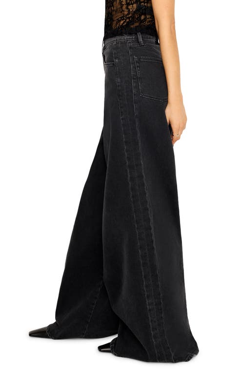 Shop Good American Paneled Wide Leg Jeans In Black351