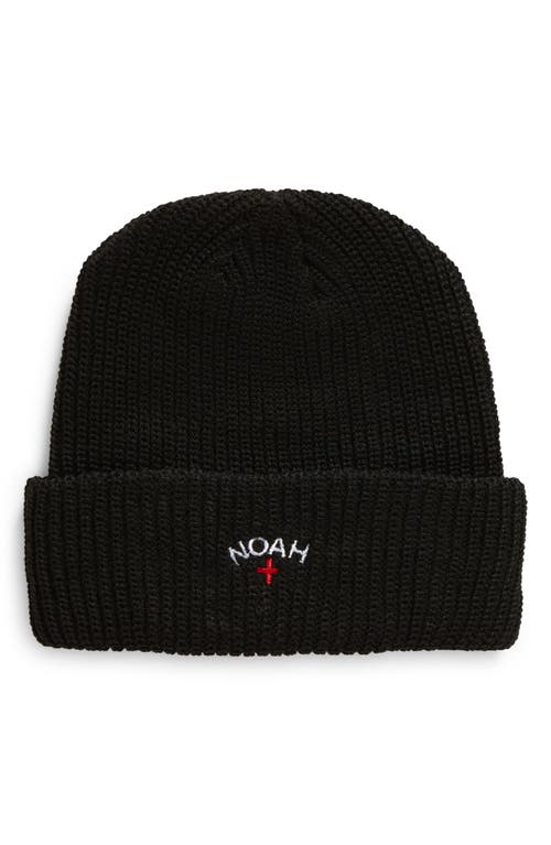 Noah Core Logo Rib Beanie in Black at Nordstrom