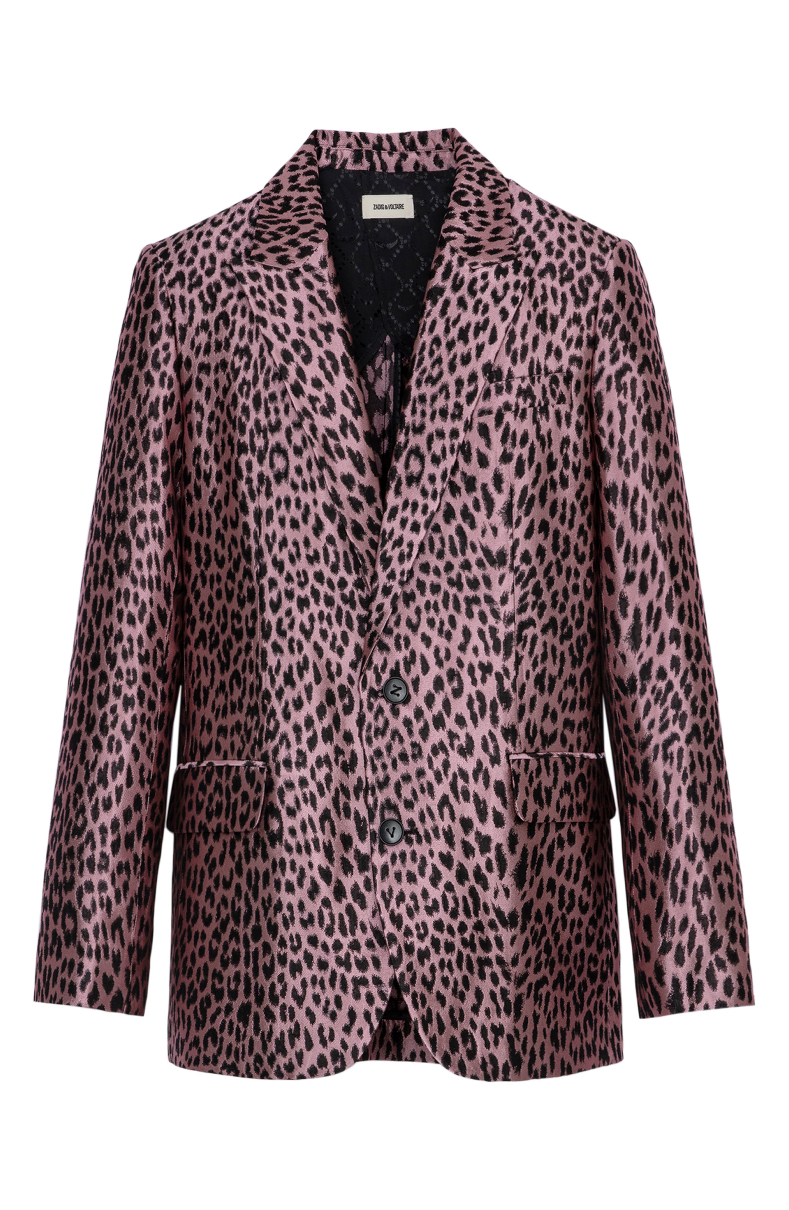 Zadig & Voltaire Leopard Jacquard Blazer in Rose