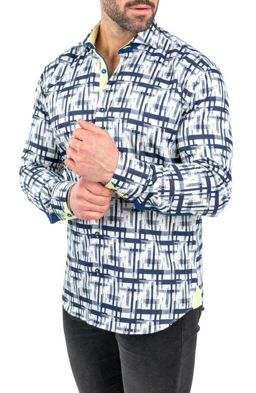 Maceoo Einstein Linear Canvas Cotton Button-up Shirt In White
