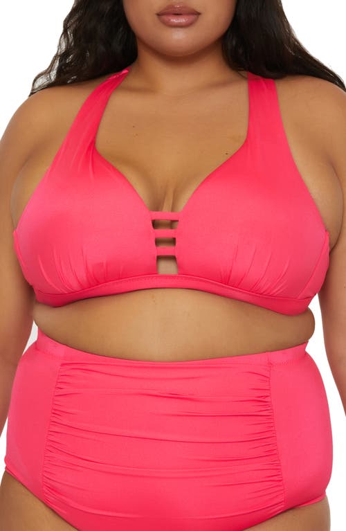 Shop Becca Tab Inset Bikini Top In Geranium