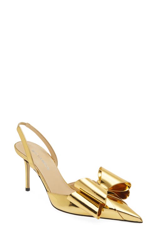 Shop Mach & Mach Le Cadeau Bow Pointed Toe Metallic Slingback Pump In Gold