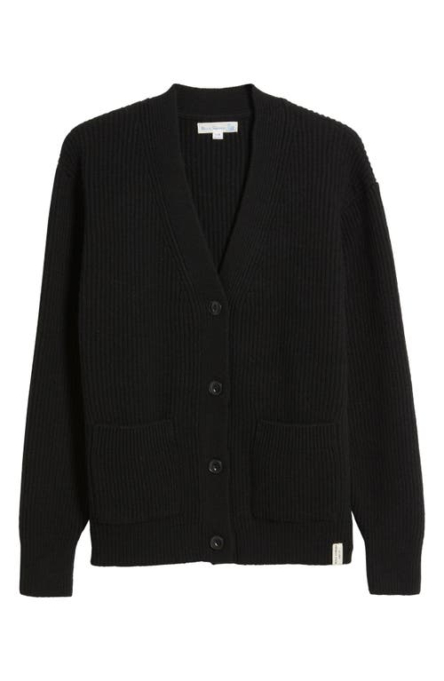 Shop Merz B Schwanen Relaxed Wool & Cashmere Rib Cardigan In Deep Black