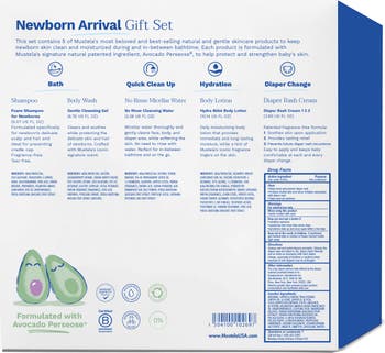 Mustela Newborn Arrival Gift Set, Baby Bath Time Skin Care Essentials, 5  Items