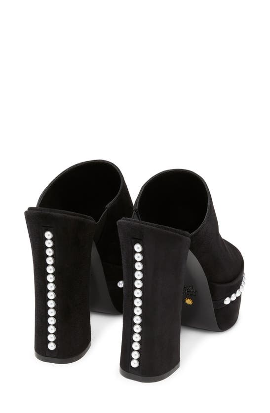 Stuart Weitzman Skyhigh Suede Pearly Platform Sandals In Black