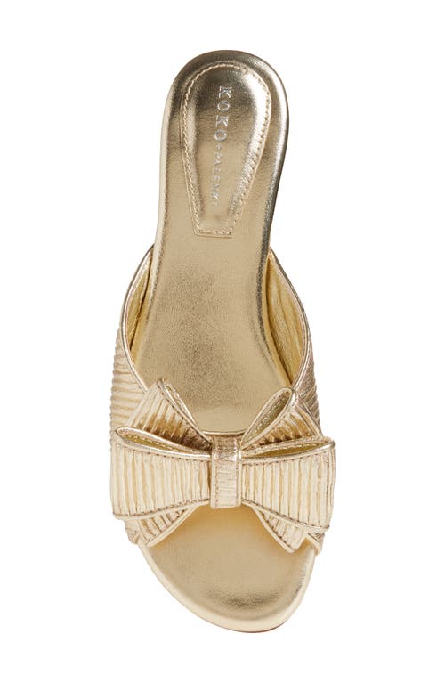 Shop Koko + Palenki Dara Bow Slide Sandal In Gold Satin