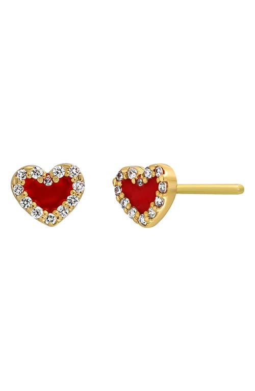 Bony Levy Chelsea Diamond Heart Stud Earrings In Red