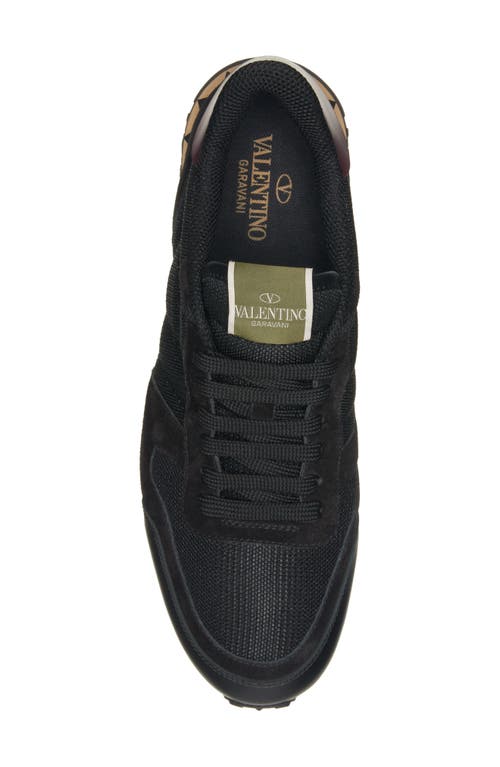 Shop Valentino Garavani Rockrunner Sneaker In Nero/nero-nero/nero-rubin