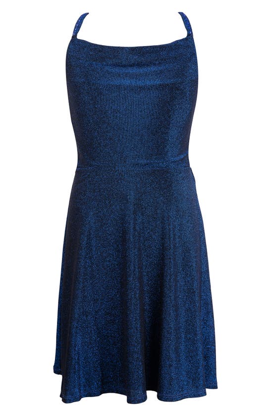 STELLA 88 KIDS' METALLIC COWL NECK KNIT PARTY DRESS