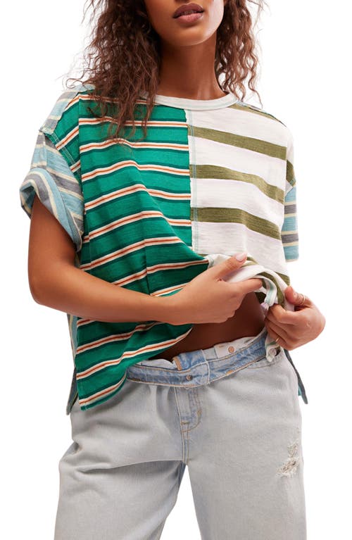 Get Real Stripe Oversize T-Shirt in Green Combo