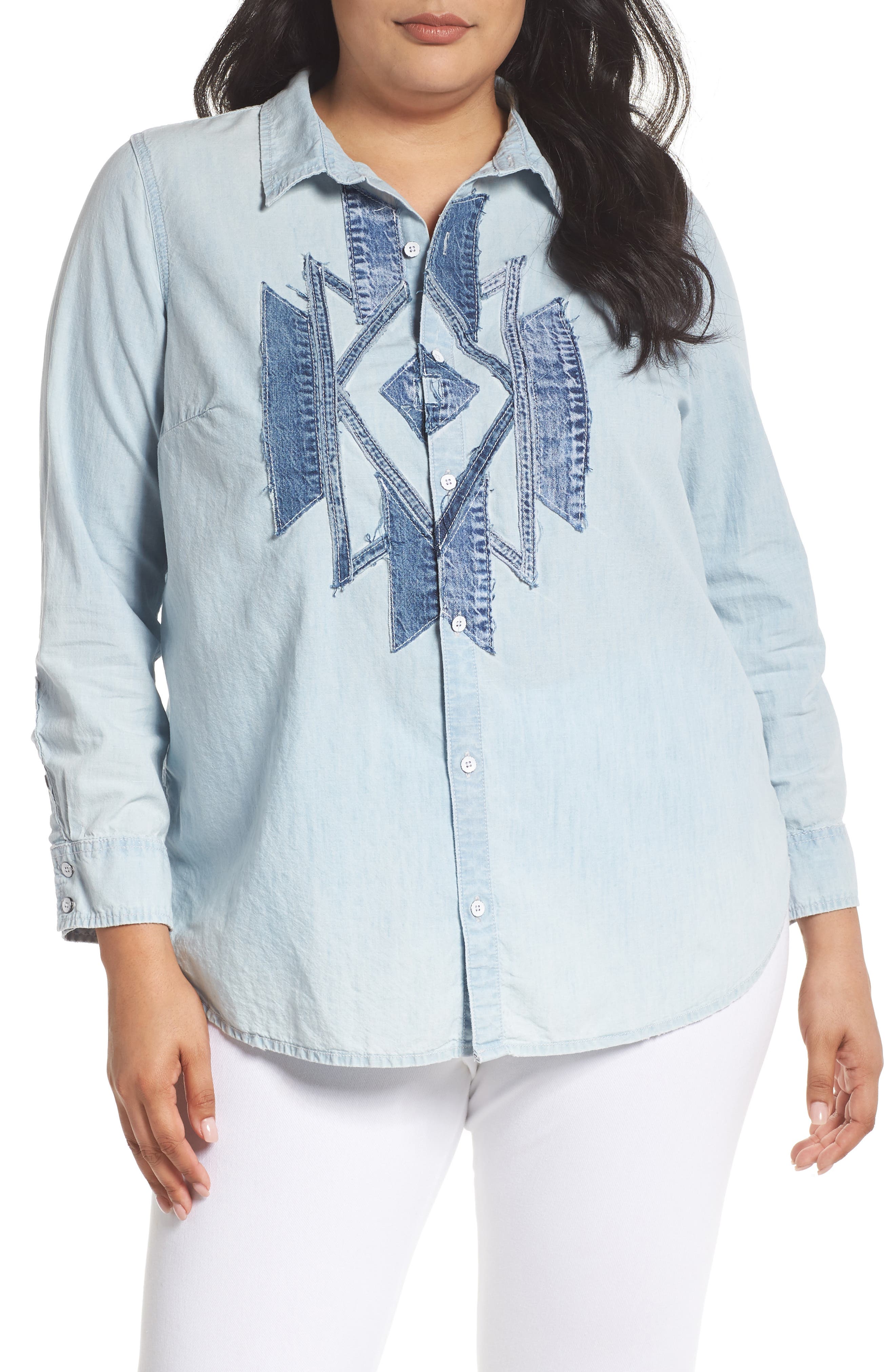 plus size denim chambray shirt
