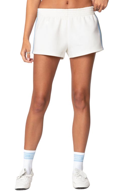 Shop Edikted Izzie Side Stripe Shorts In Cream