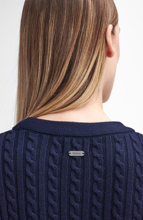 Shop Barbour Guernsey Cable Stitch Long Sleeve Cotton Sweater Dress In Navy