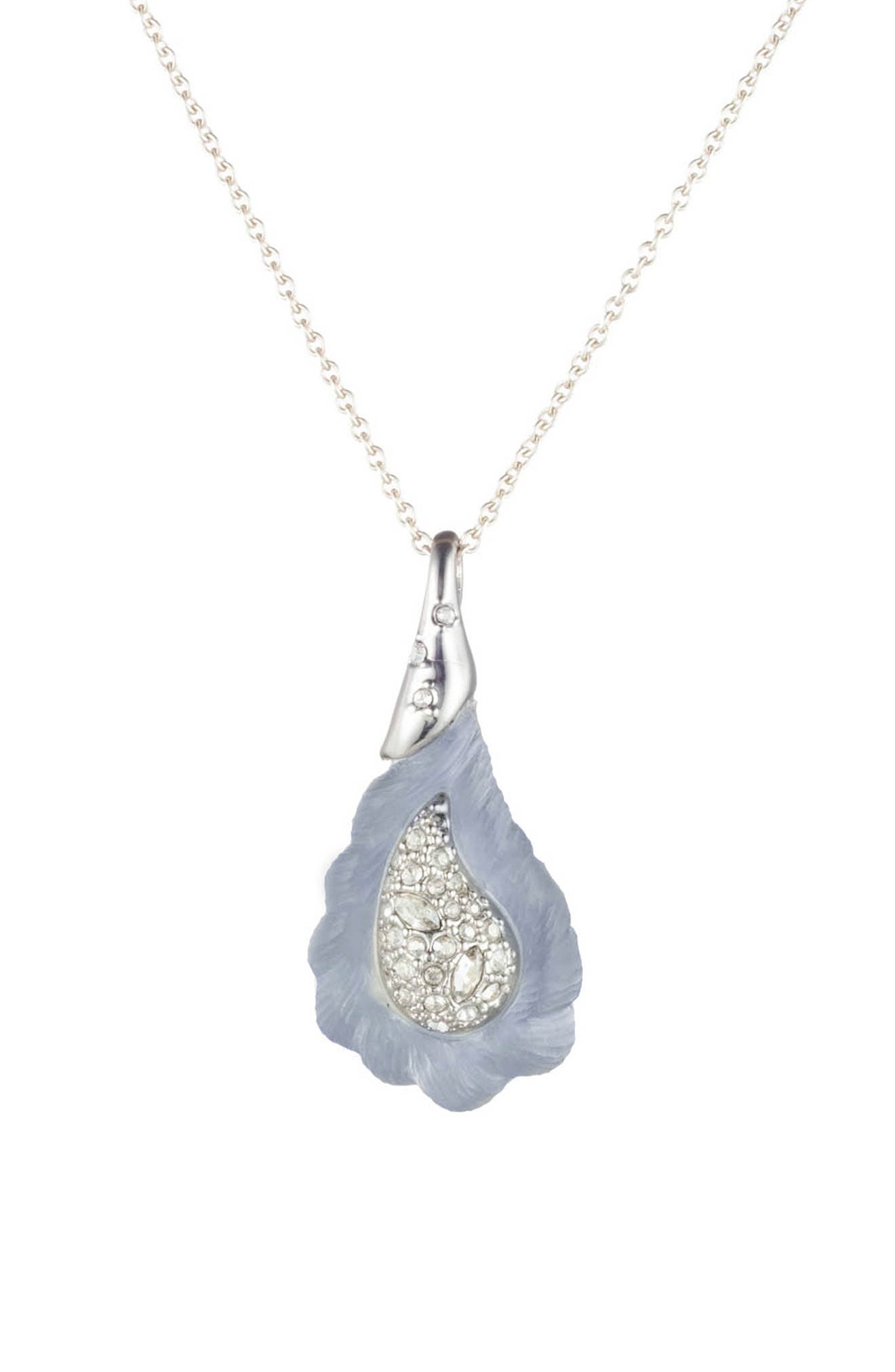 Alexis Bittar Frosted Crystal Encrusted Paisley Necklace In Sea Blue