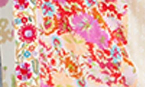 Shop Saachi Lacy Floral Print Cover-up Kaftan In Pink Multi