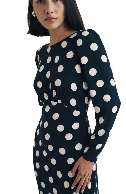 Shop Nobody's Child Sally Polka Dot Long Sleeve Mermaid Dress In Black