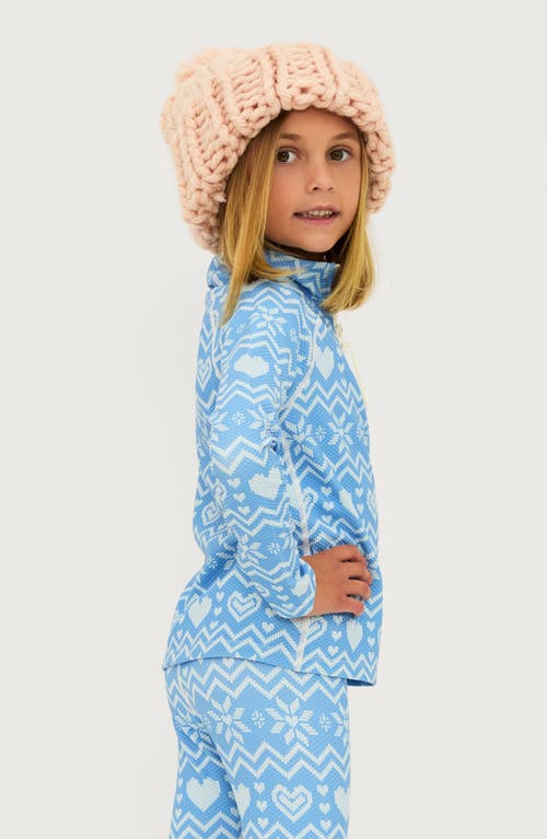 Beach Riot Kids' Little Kamara Fair Isle Print Half Zip Top In Alps Fairisle Waffle