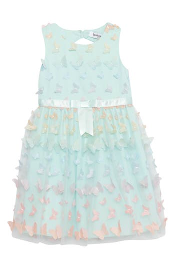 Shop Speechless Kids' Sleeveless 3d Butterfly Dress In Mint/coral J