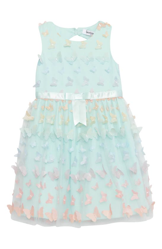 Shop Speechless Kids' Sleeveless 3d Butterfly Dress In Mint/ Coral J