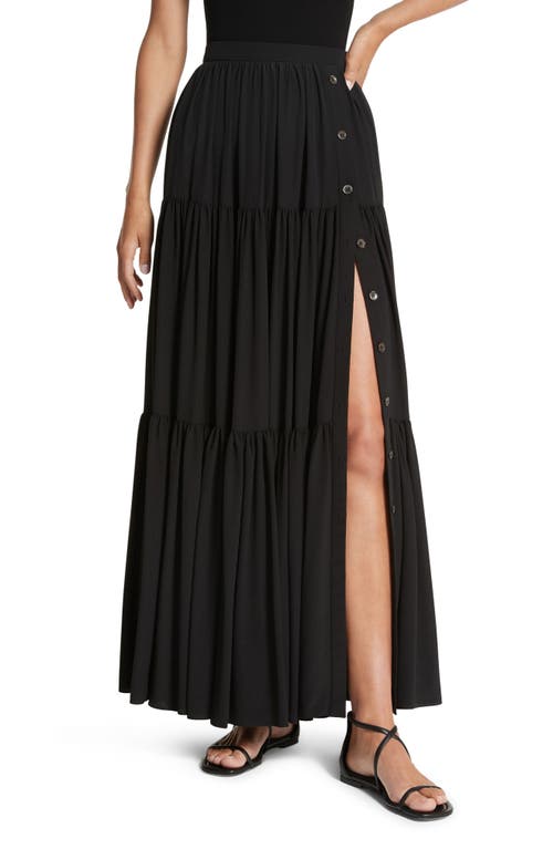 Michael Kors Collection Tiered Silk Crêpe de Chine Skirt Black at Nordstrom,