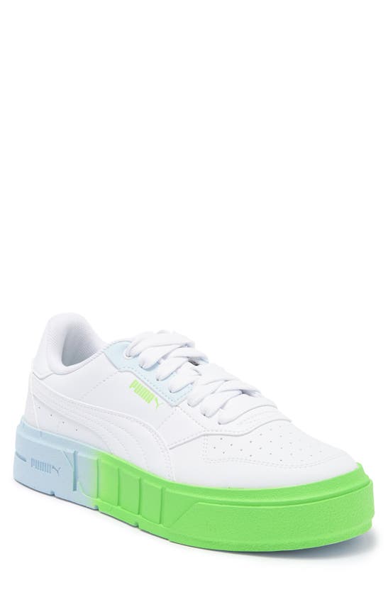 Shop Puma Cali Court Platform Sneaker In  White/ Blue/ Green