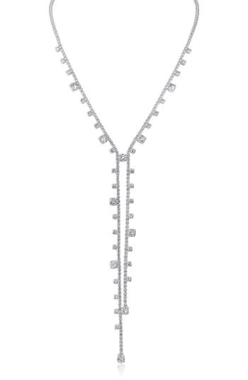 Cz By Kenneth Jay Lane Cubic Zirconia Double Y-necklace In Silver