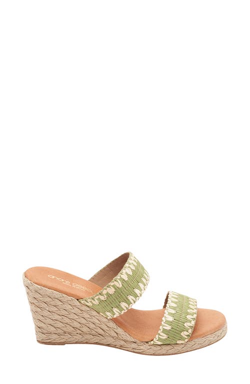 Shop Andre Assous André Assous Nolita Raffia Wedge Slide Sandal In Green Moss/natural