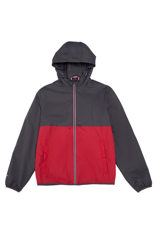 Rokka&rolla Packable Mesh Lined Windbreaker In Gray Red