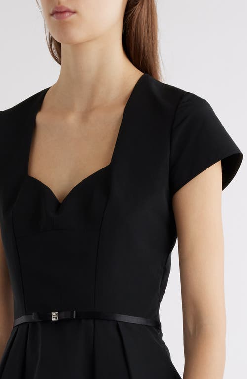 Shop Givenchy Short Sleeve Belted Fit & Flare Dress In Black