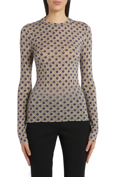 Louis Vuitton Women's Purple Beige Cashmere Silk Striped Knit Sweater size  XL