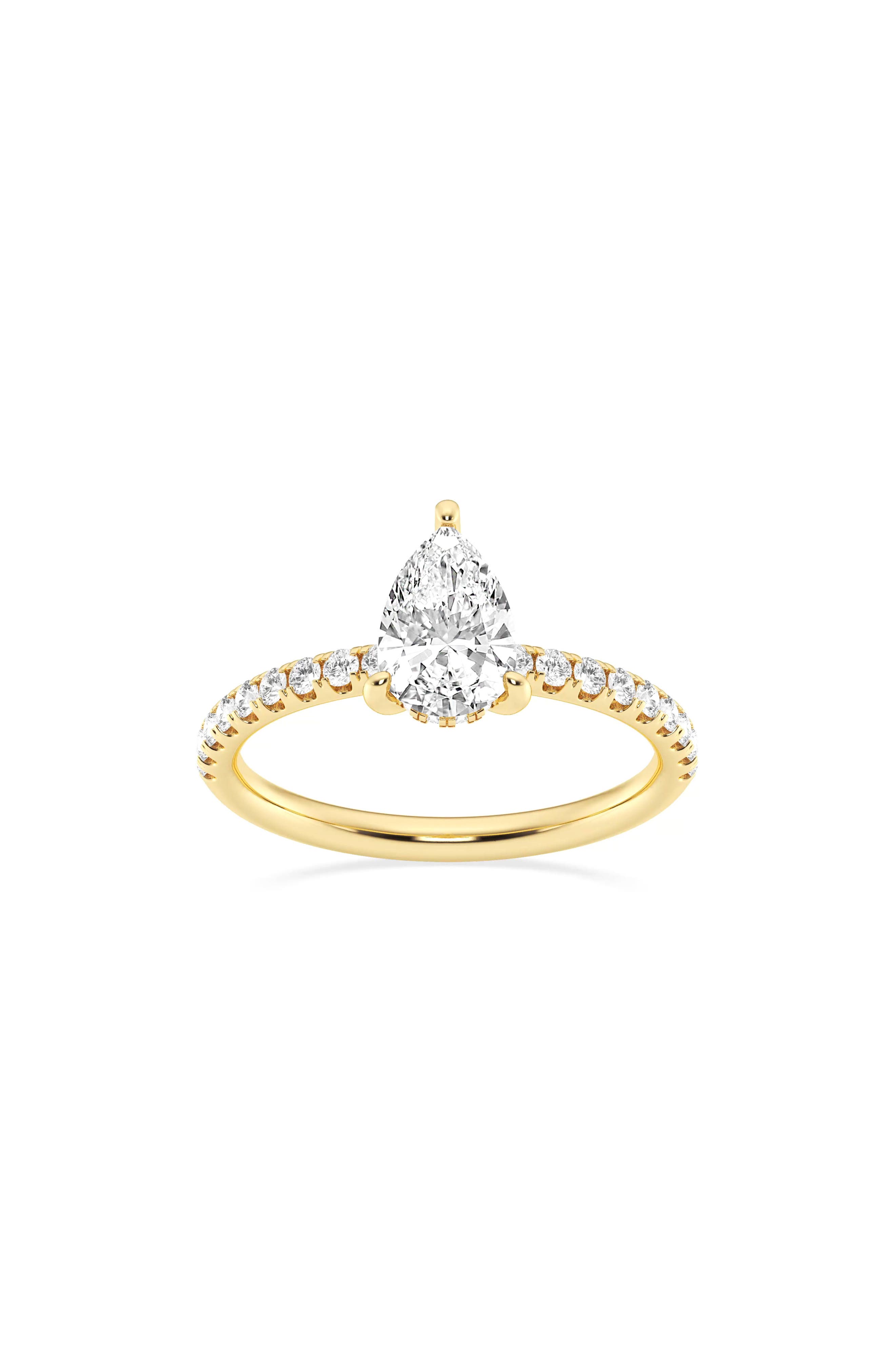 Badgley Mischka Collection 14K Gold Pear Cut Lab Created Diamond Ring
