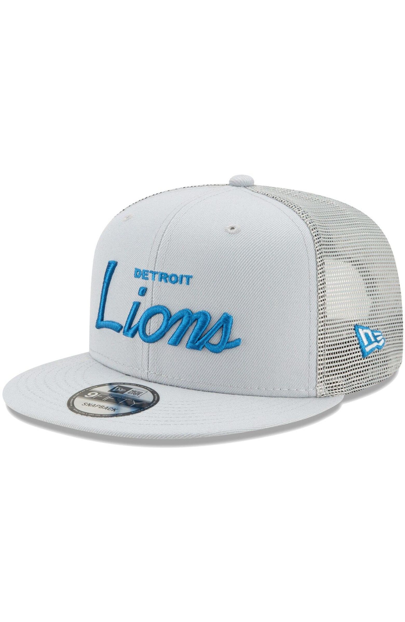 New Era Men's New Era Silver Detroit Lions Script Trucker 9FIFTY ...