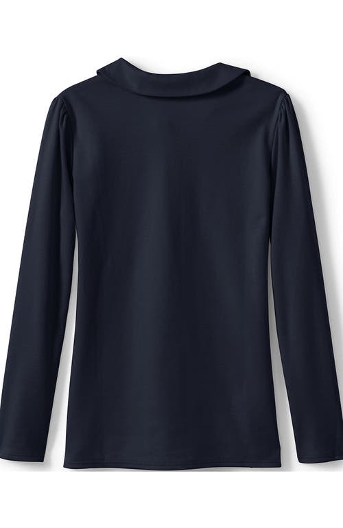 Shop Lands' End Girls Long Sleeve Peter Pan Collar Polo Shirt In Classic Navy