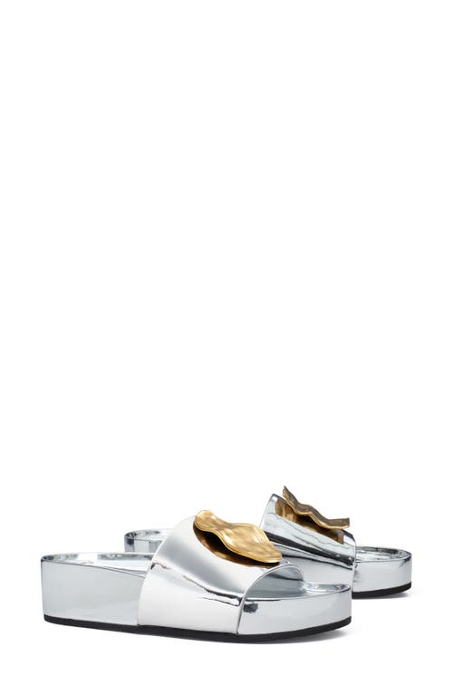 Shop Tory Burch Patos Slide Sandal In Argento/gold