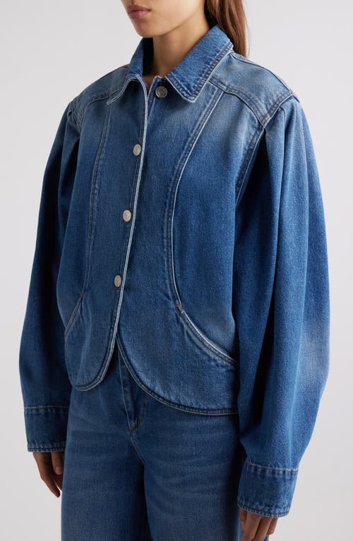 Shop Isabel Marant Valette Curve Hem Denim Jacket In Blue